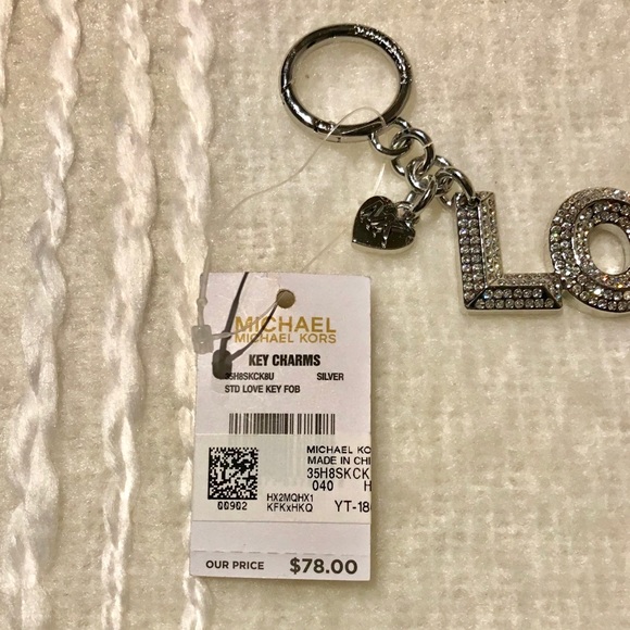 NWT MICHAEL KORS SILVER RHINESTONE BAG/KEY CHARM - Picture 4 of 5